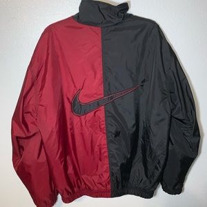 Vintage Nike Black/Burgundy Split Windbreaker